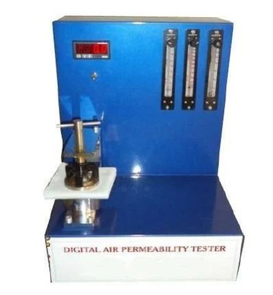 Fabric air permeability tester with test head, digital display and flow meters