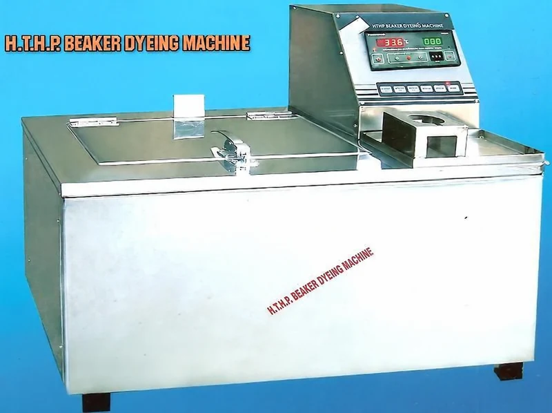 HTHP laboratory beaker dyeing machine with bath lid and digital control panel