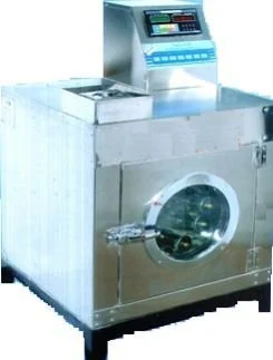 Infrared beaker dyeing machine with circular front access door and controls