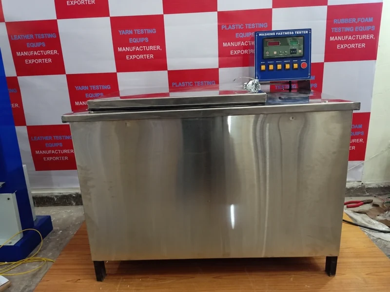 Washing fastness tester with stainless steel tank and digital control panel